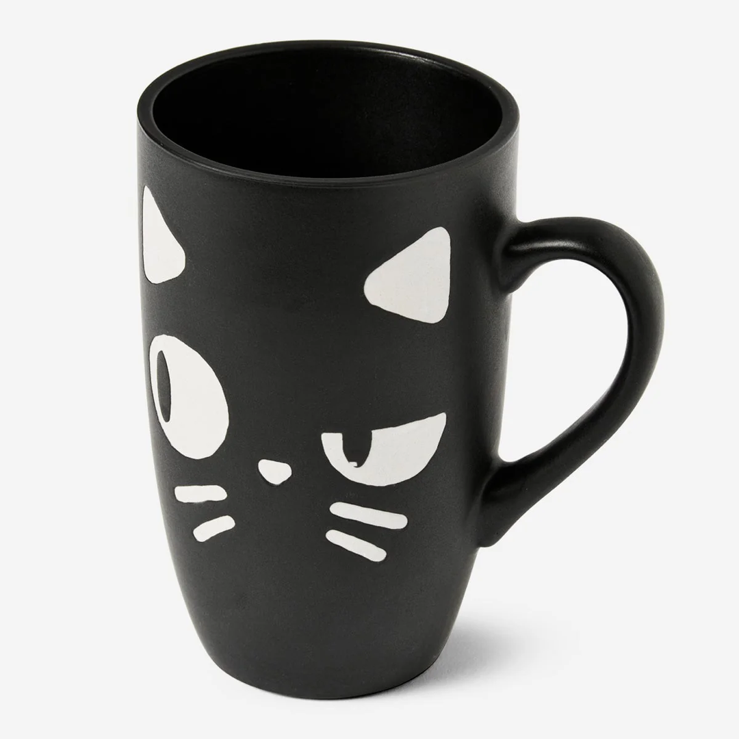 Tall Black Cat Mug